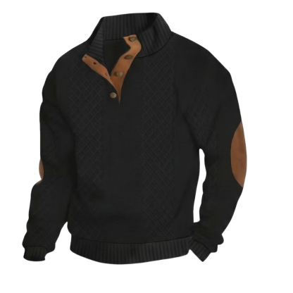 Casual Sports Knitted Sweatshirt With Button Detail For Men