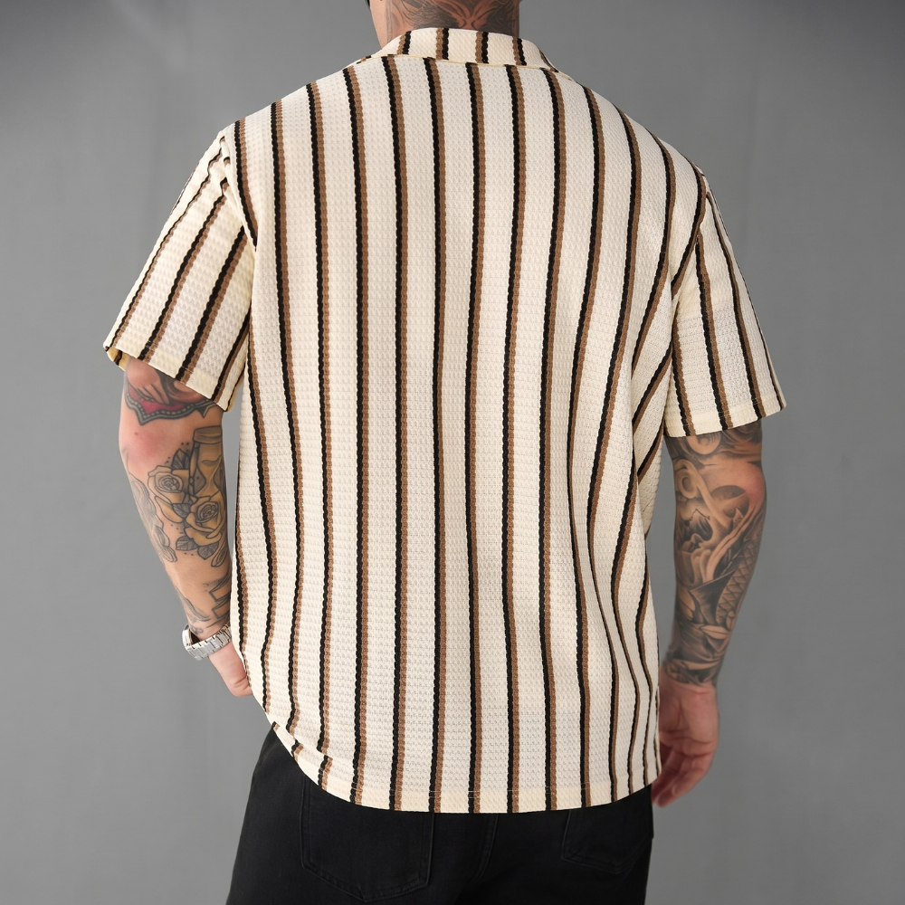 Striped Short Sleeve Vacation Shirt For Summer