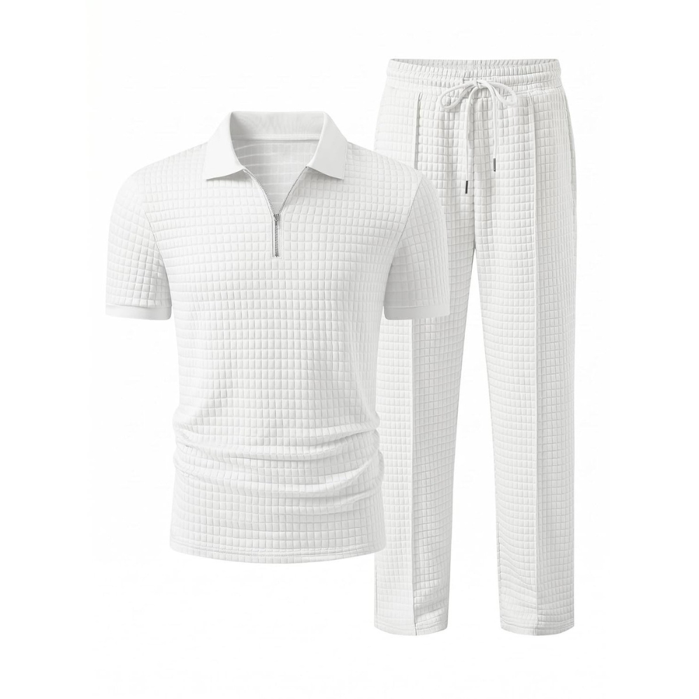 Casual Loungewear Pants Polo Tshirt Set For Men