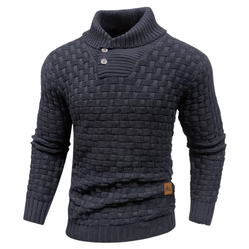 Casual Waffle Knit Lapel Button Sweater For Men