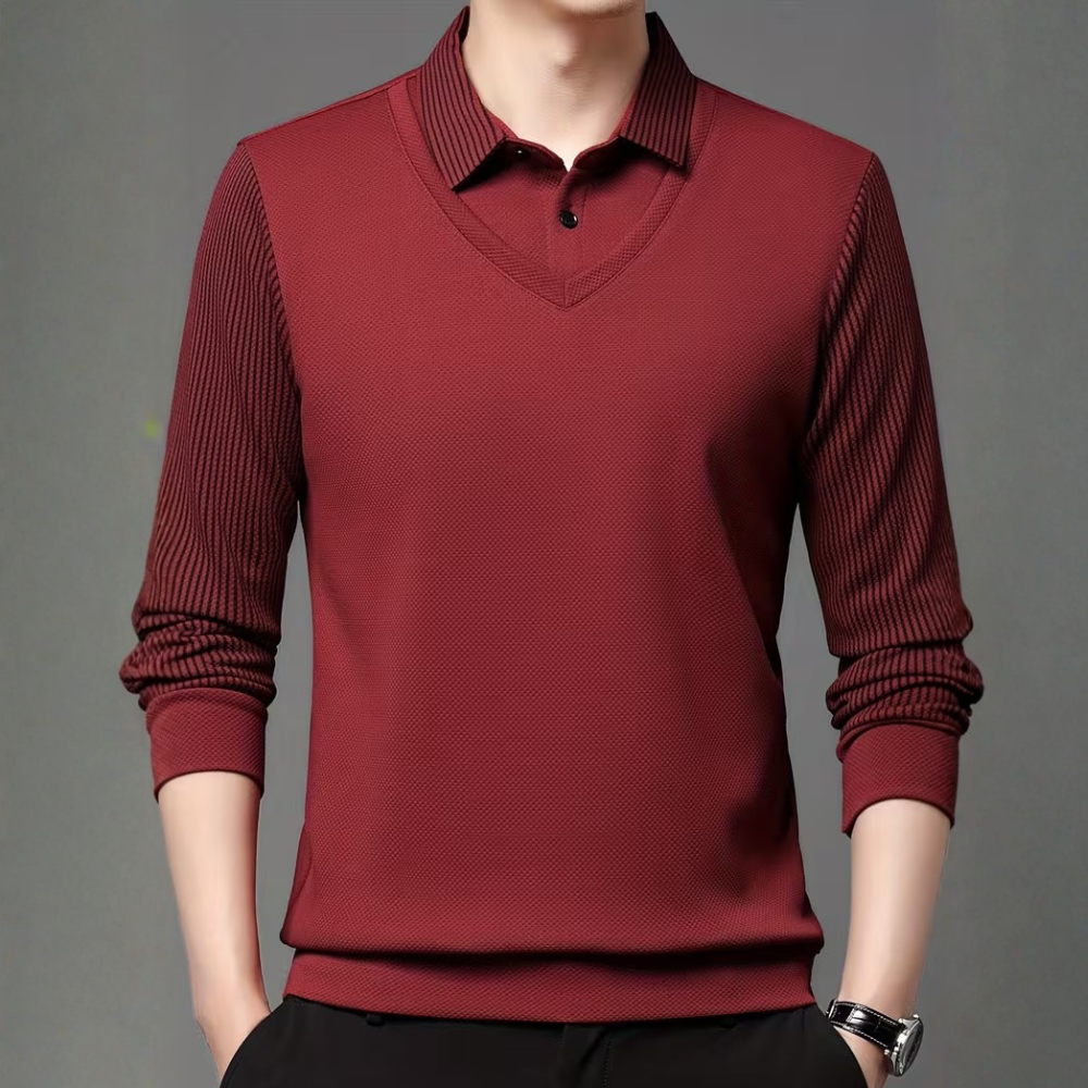Layered Long Sleeve Shirt With Lapel For Men