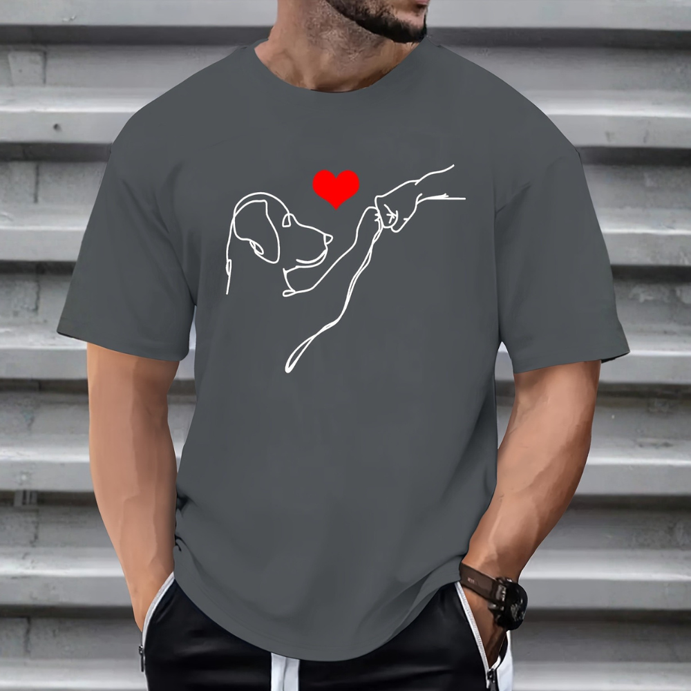 Casual And Versatile Short Sleeve Dog Printed T Shirt