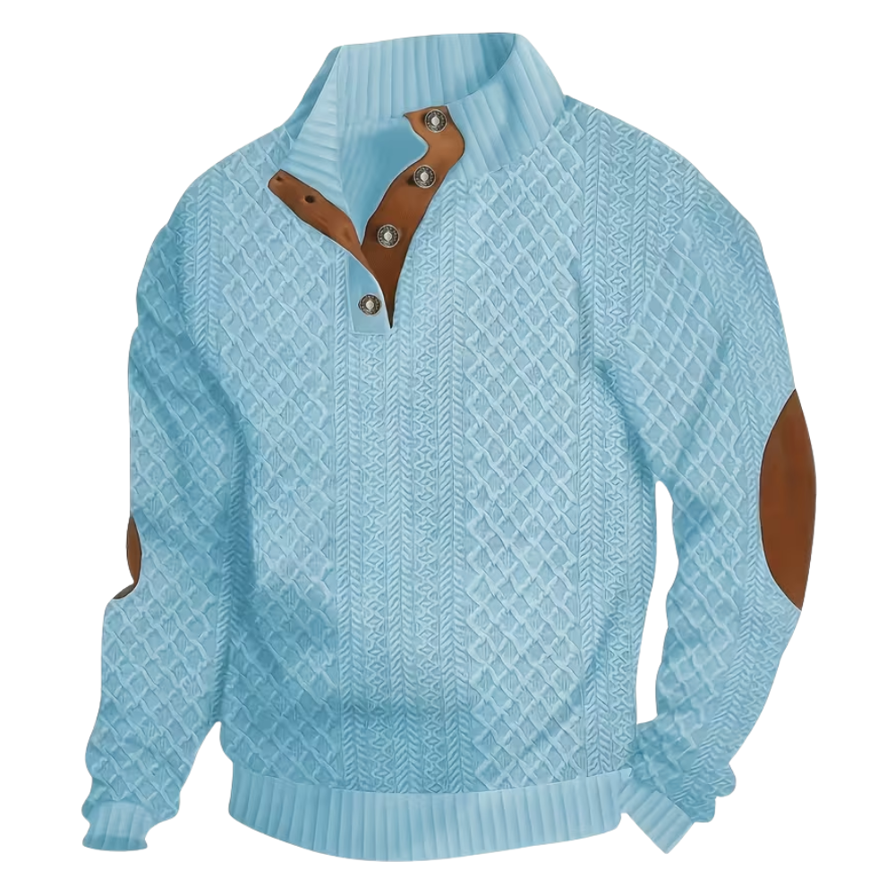 Casual Button Up Stand Collar Long Sleeve Outdoor Henley Shirt For Men