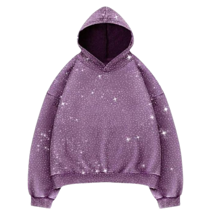 Oversized Long Sleeve Hoodie With Glitter For Men