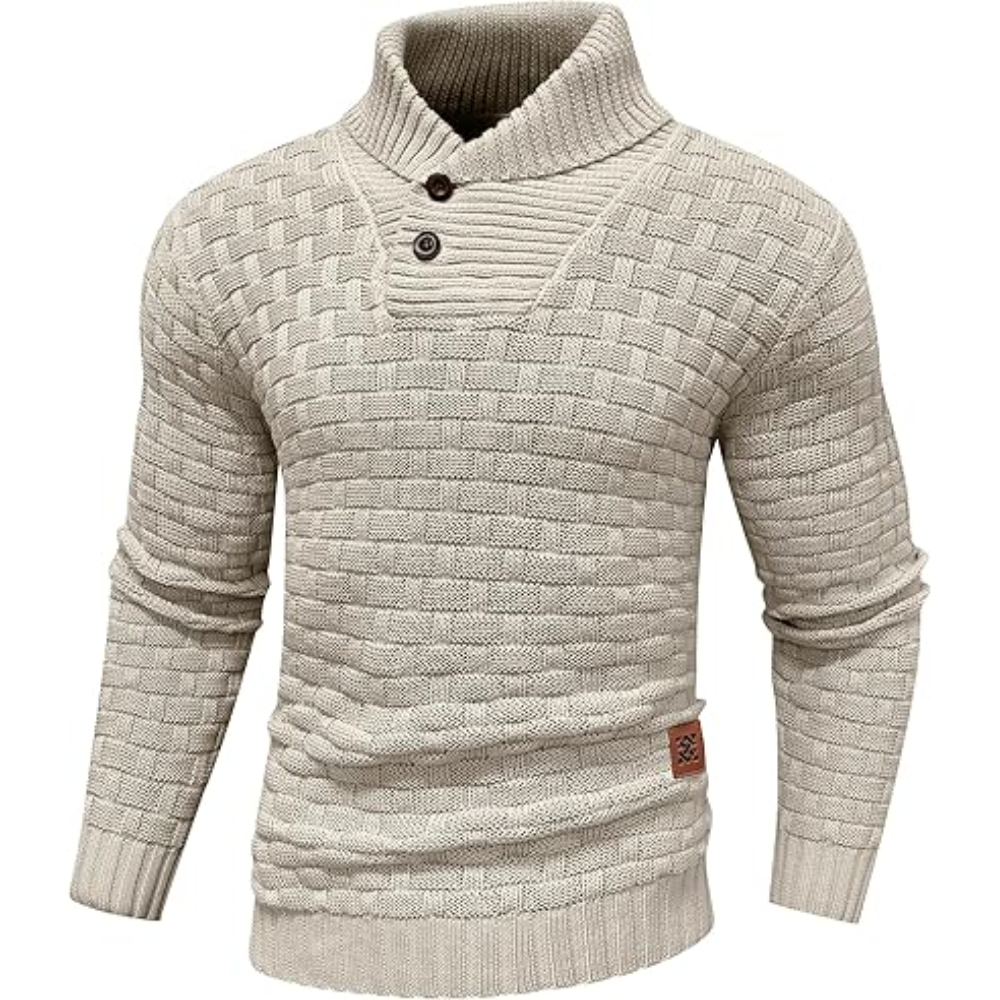 Men's Turtleneck Sweater Shawl Collar Pullover Sweaters Regular Fit Knitted Tops