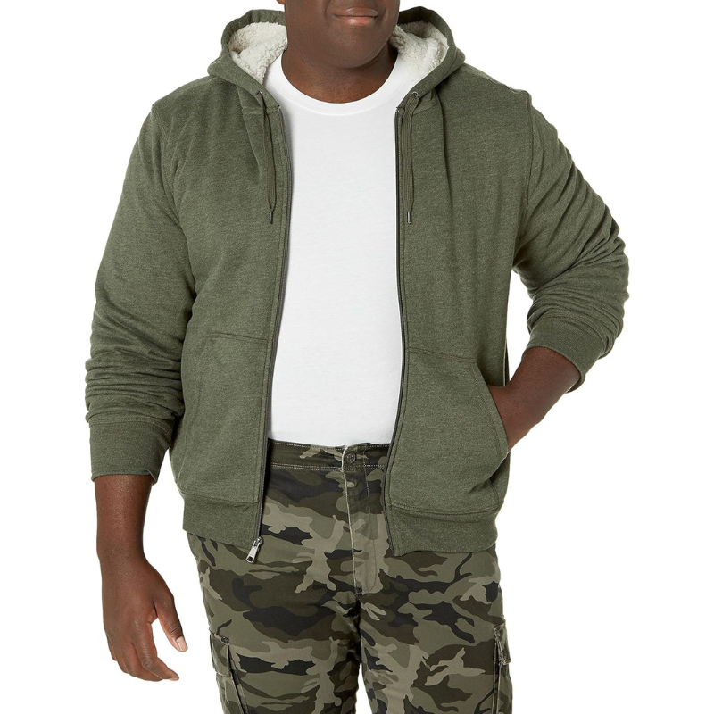 Hoodie For Men, Sherpa-Lined Full-Zip Fleece Sweatshirt