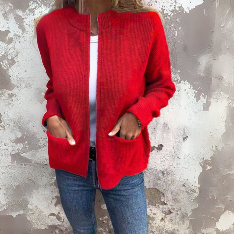 Casual Round Zipper Knitted JacketCasual Round Zipper Knitted Jacket - Image 5