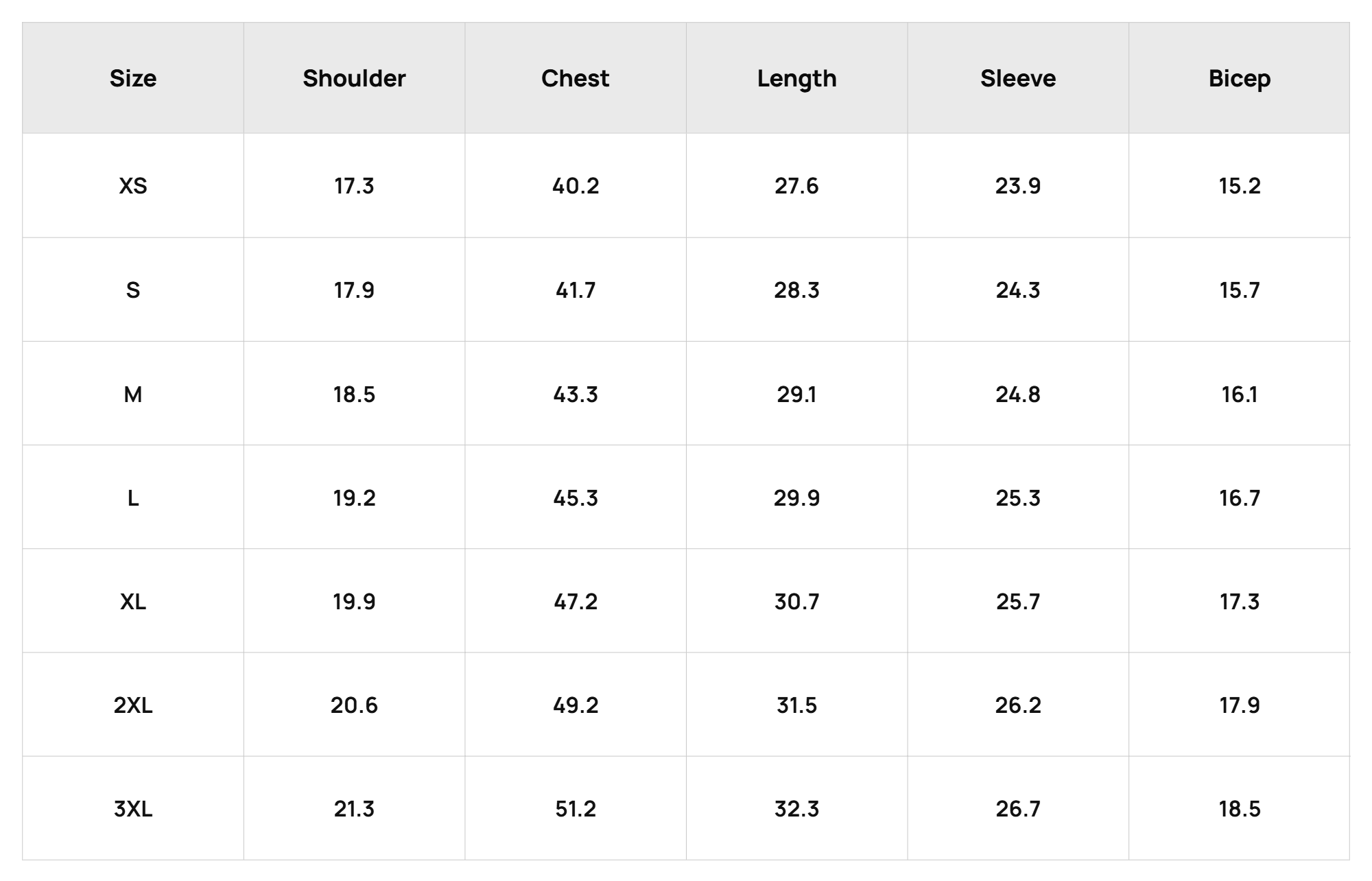 Size Chart