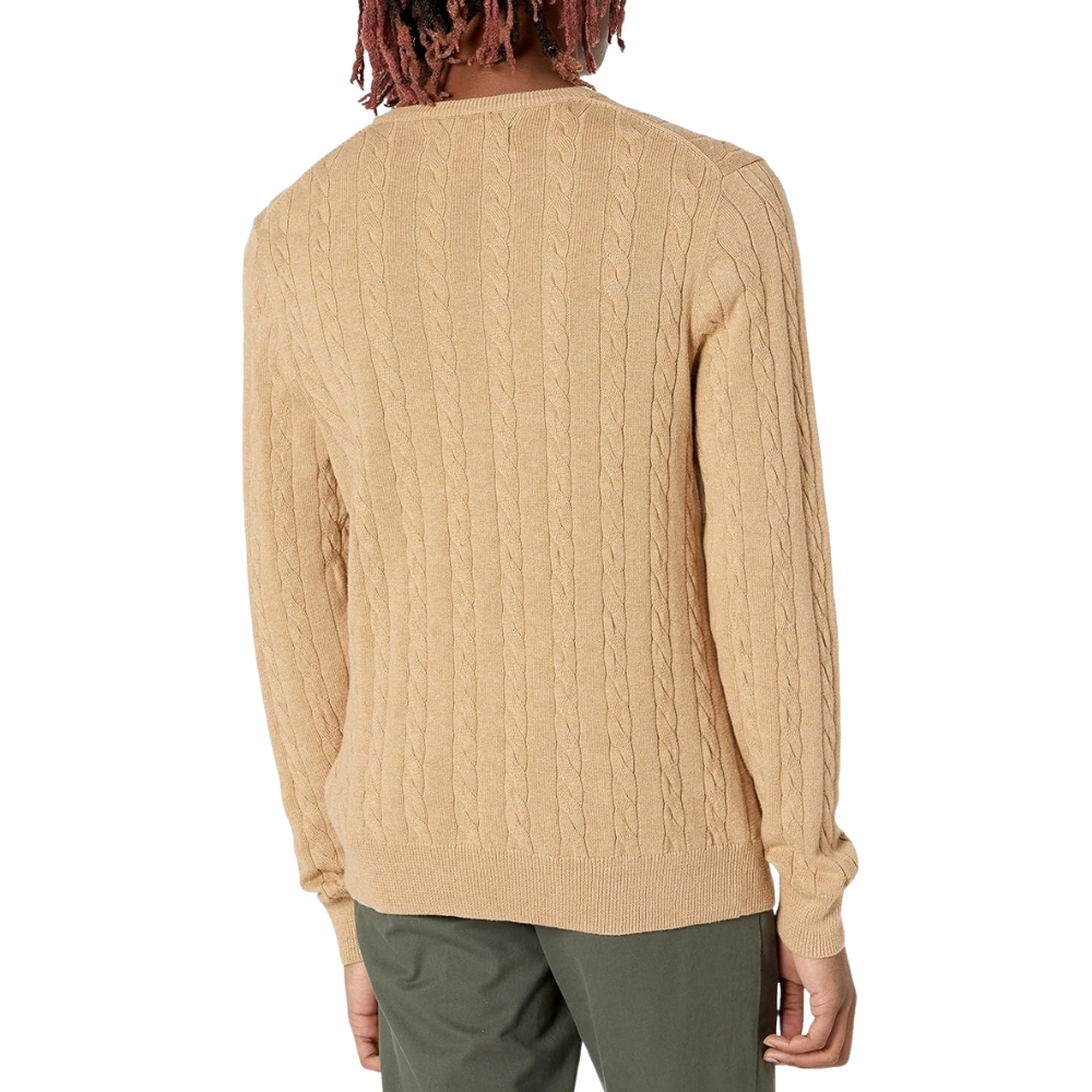 Men's Crewneck Cable Cotton Sweater