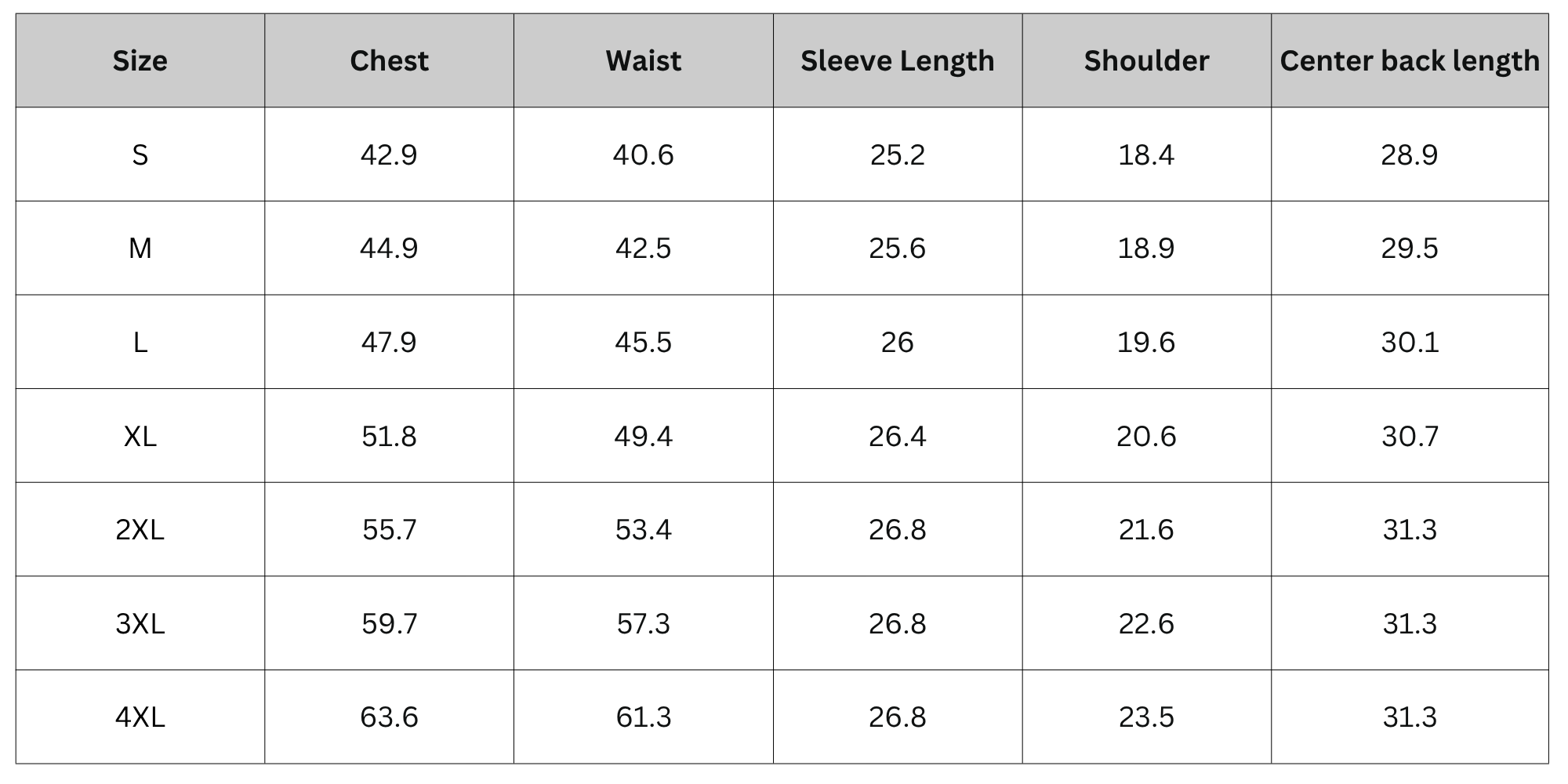Size Chart