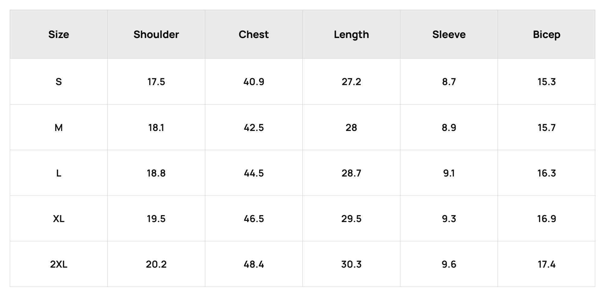 Size Chart