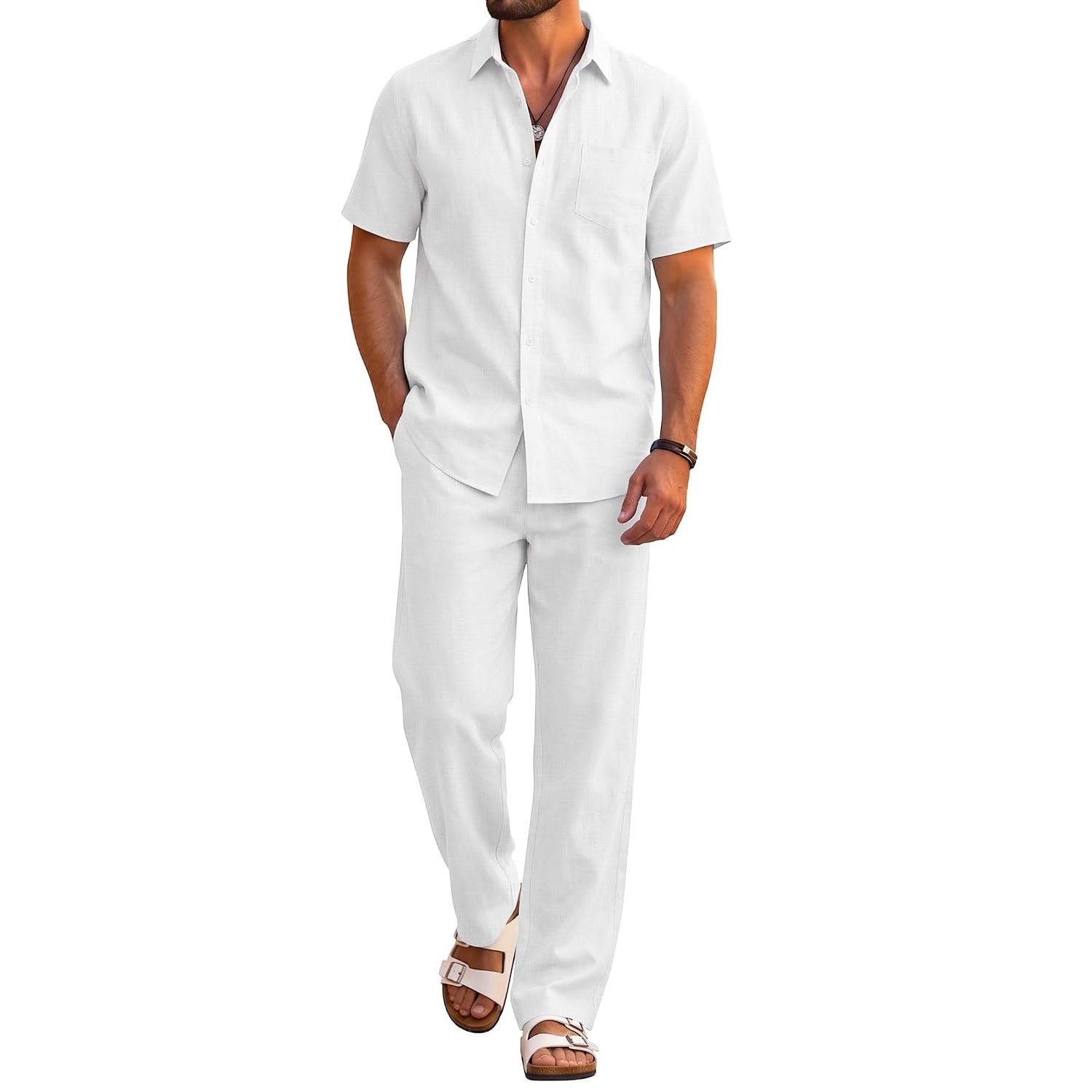 Casual Beach Shorts And Shirt Outfit Set For Men