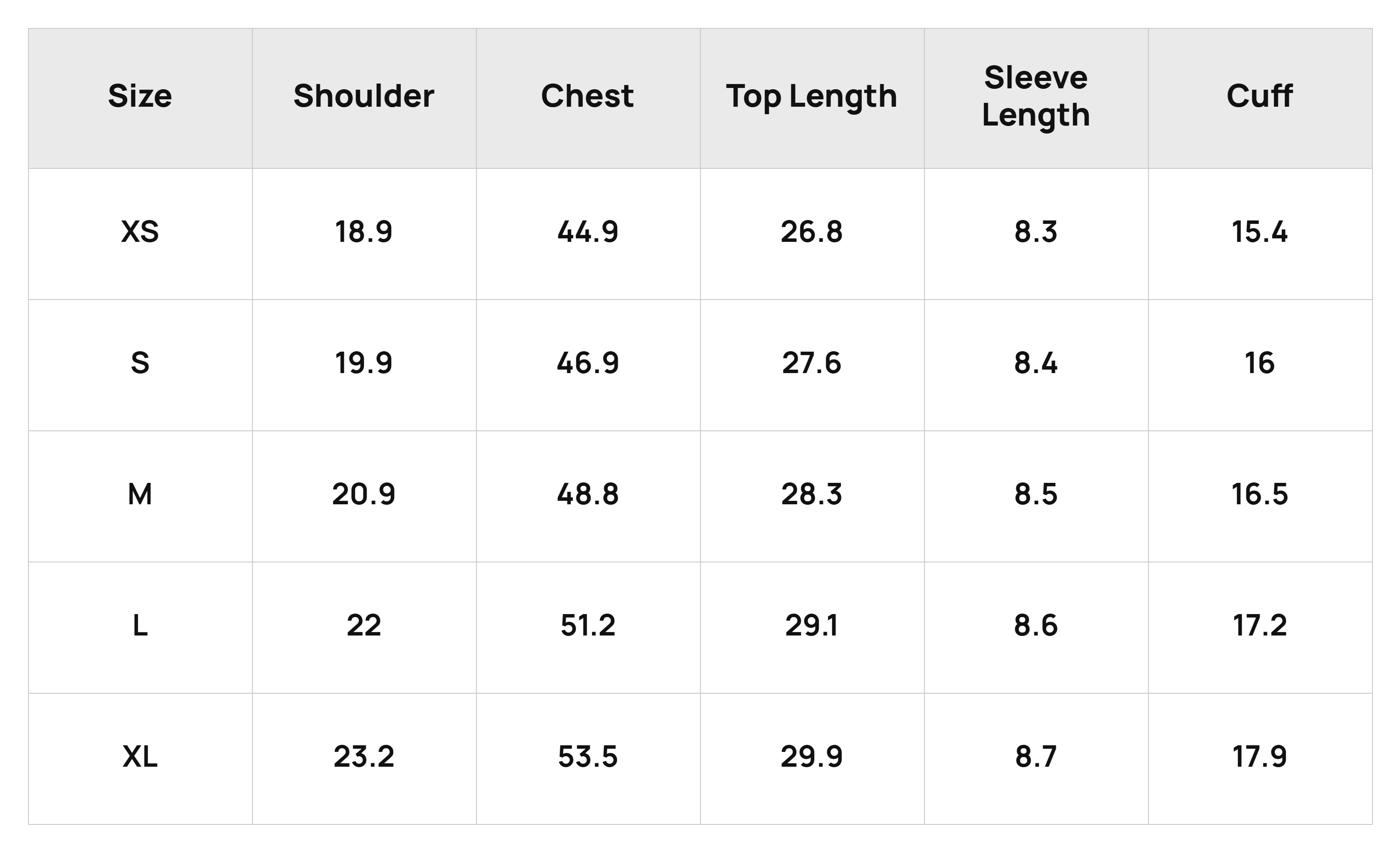 Size Chart