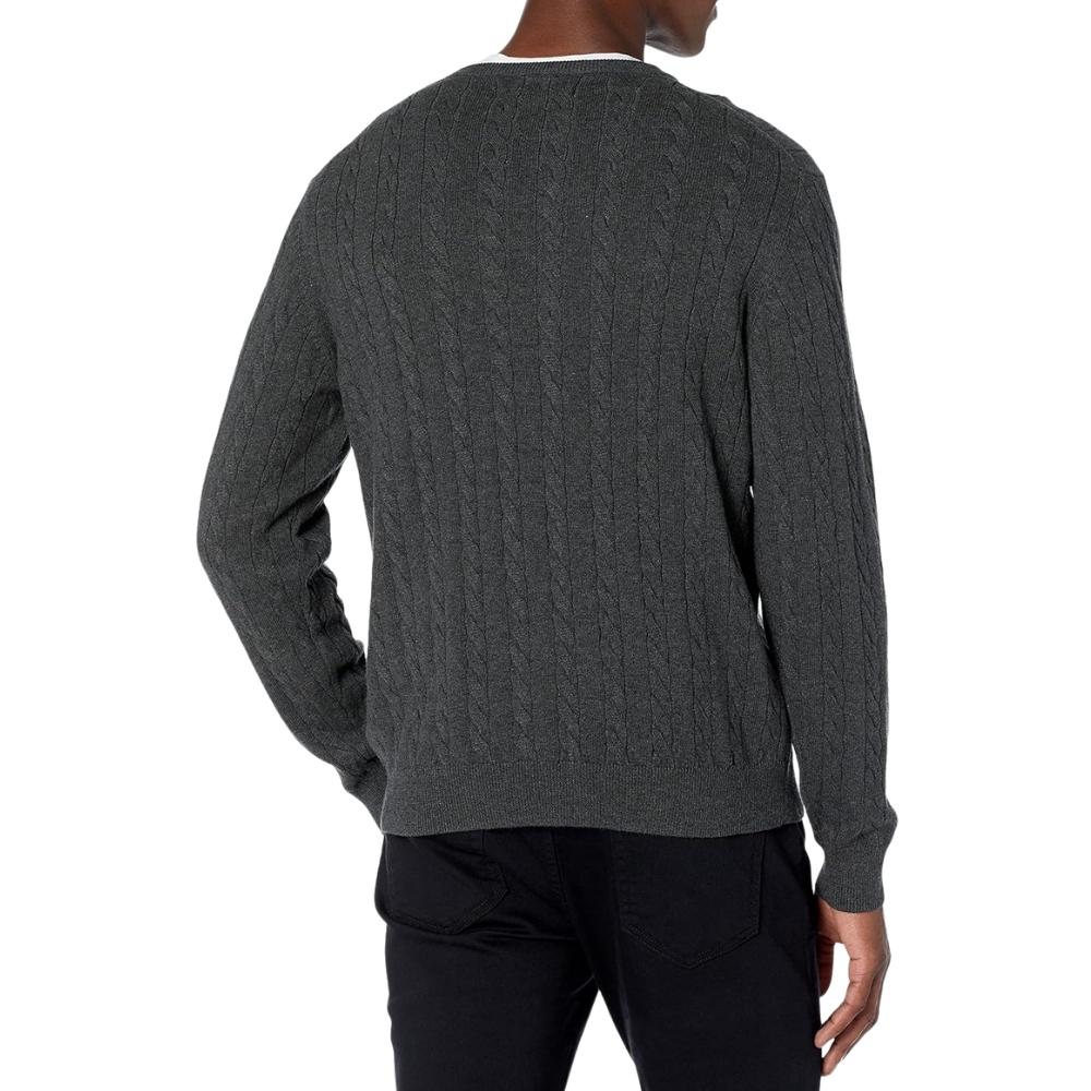 Men's Crewneck Cable Cotton Sweater