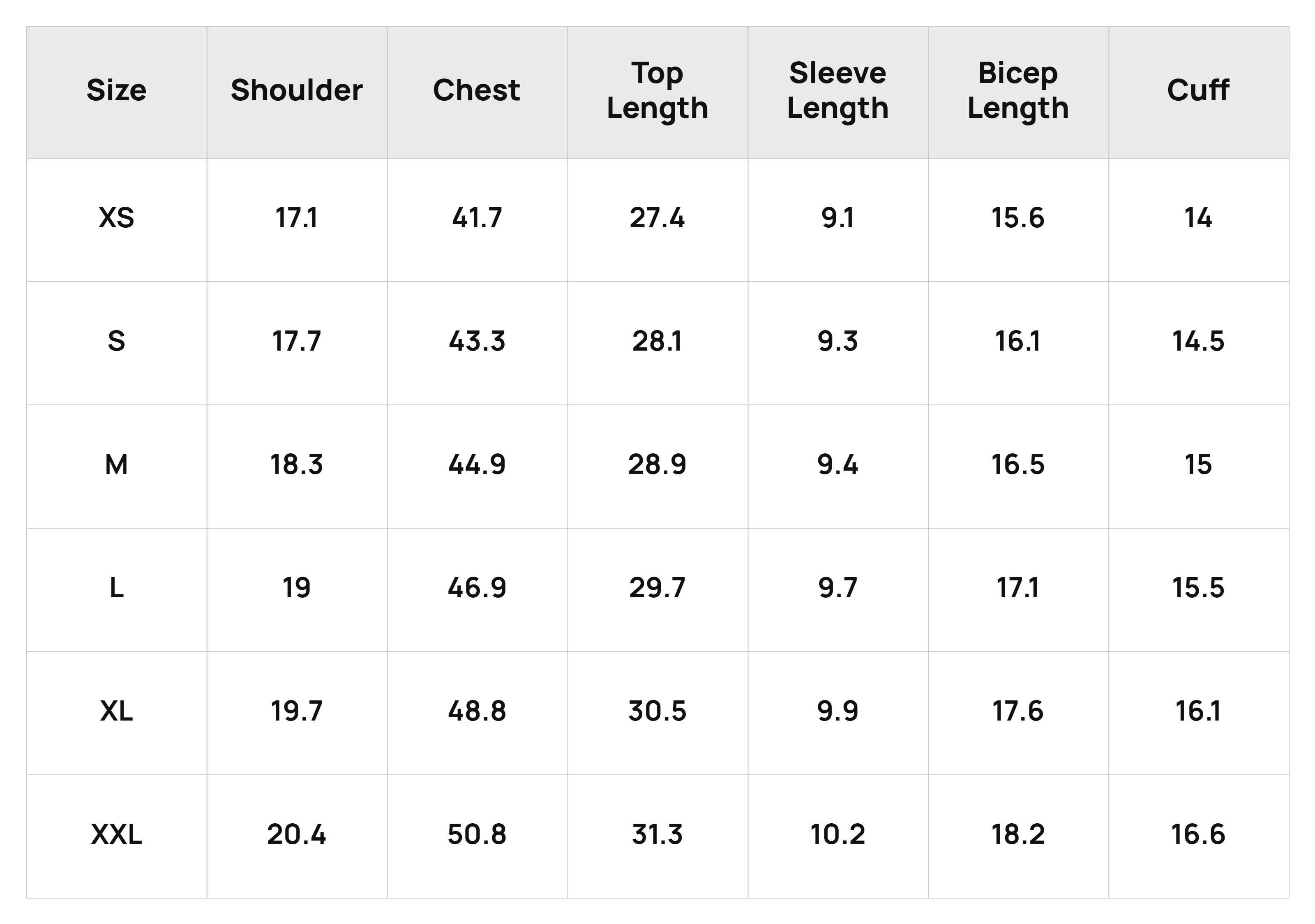 Size Chart