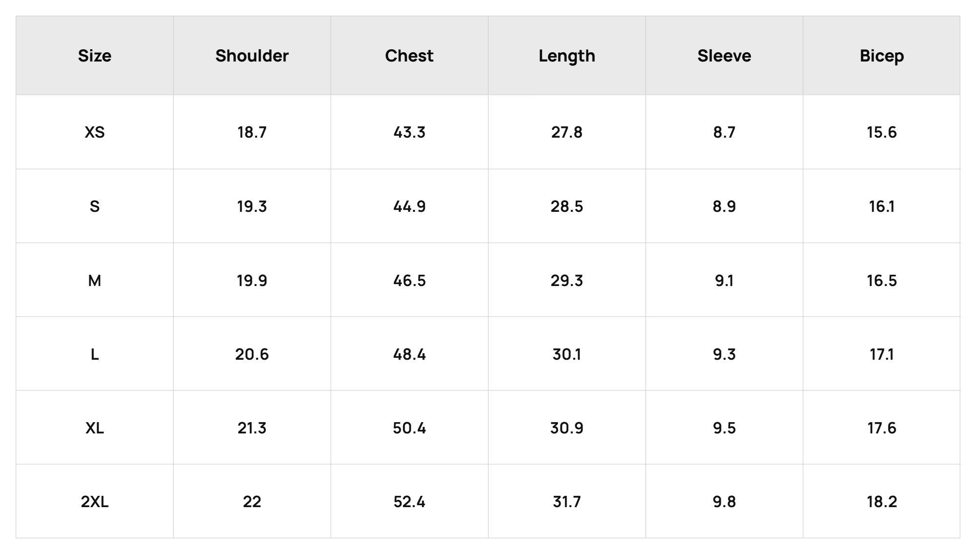 Size Chart