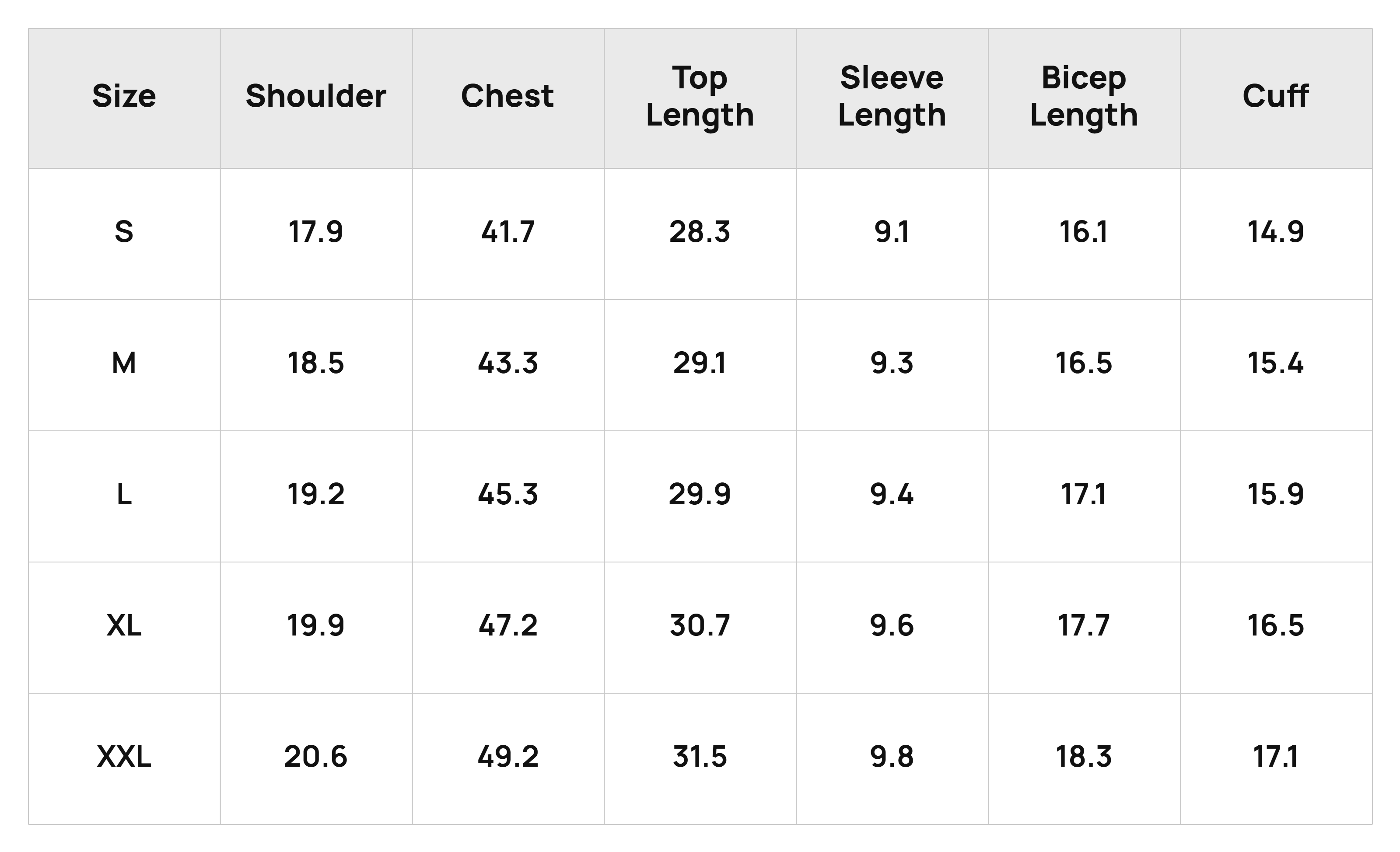 Size Chart