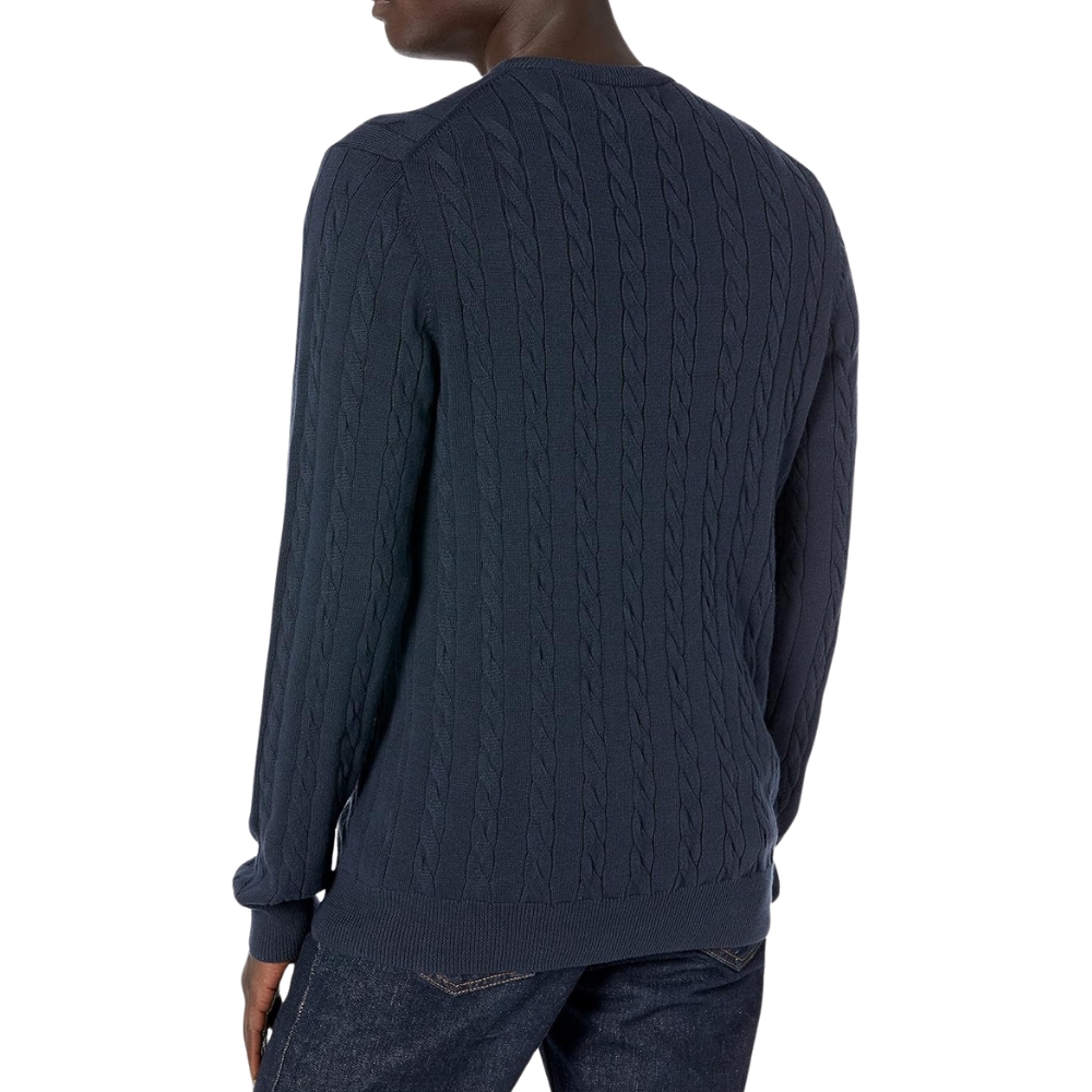 Men's Crewneck Cable Cotton Sweater