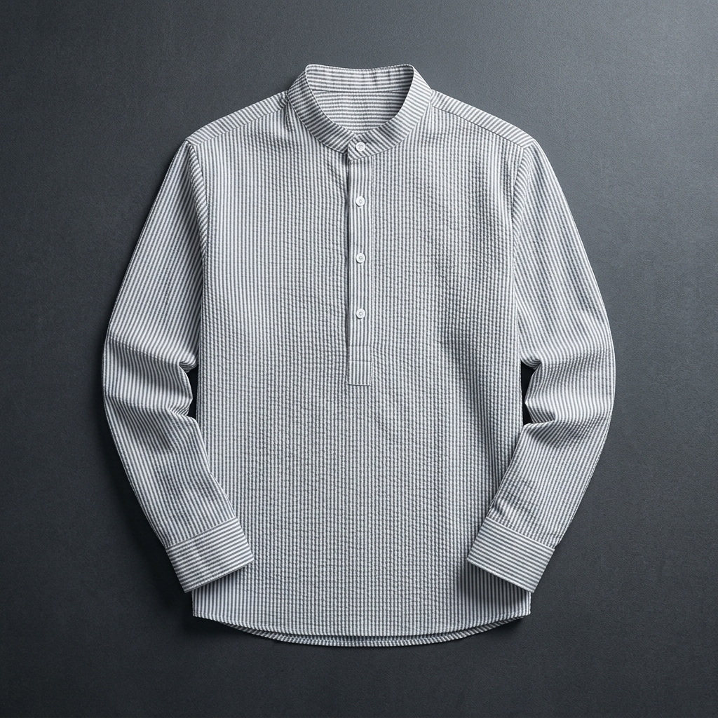 Placket Long Sleeve Vacation Shirt For Men