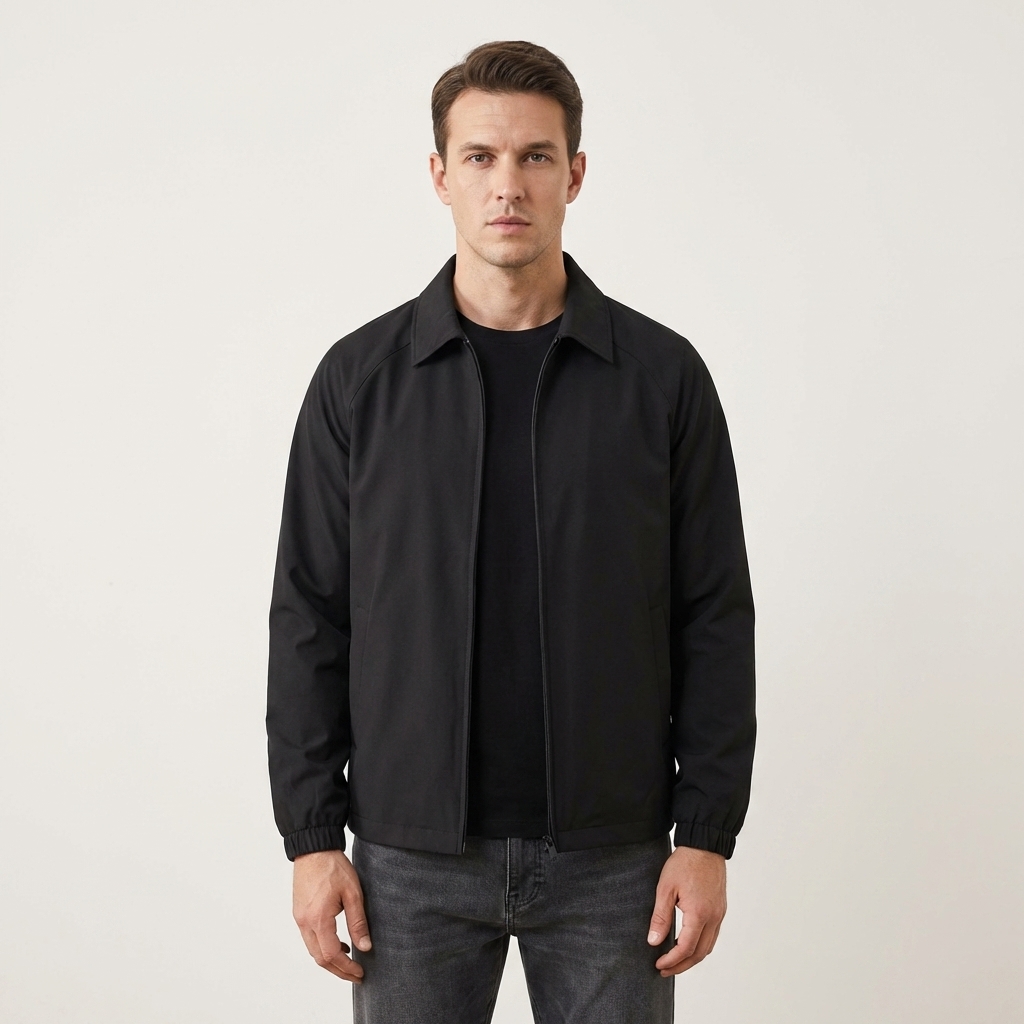 Solid Color Zipper Coach Jacket With Collar For Men