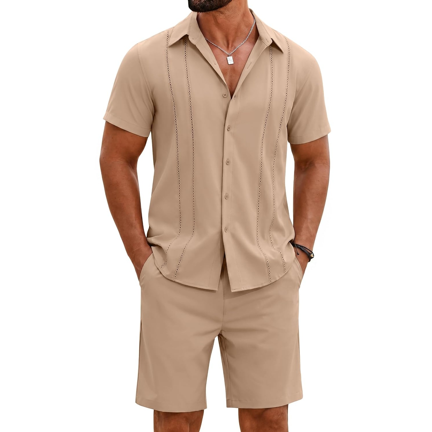 Summer Casual Beach Shorts And Shirt Set For Men