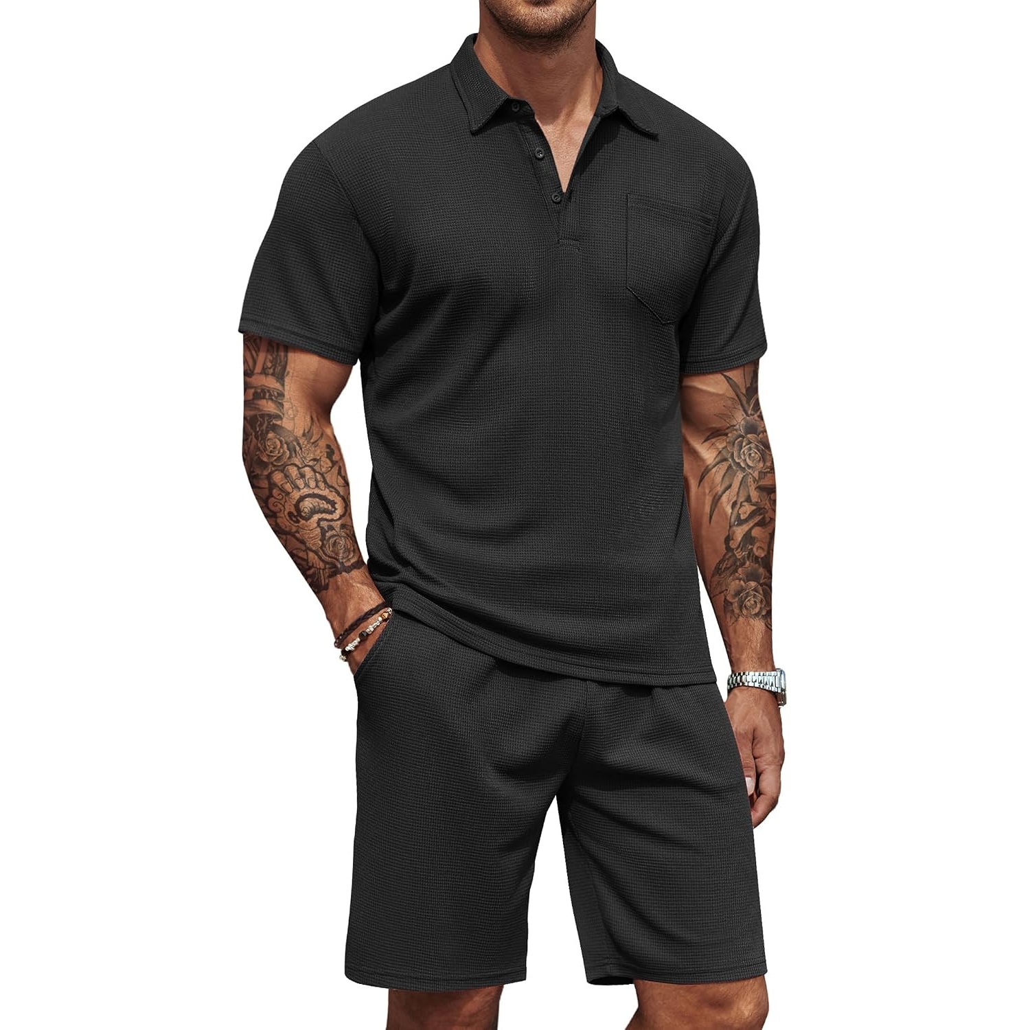 Casual Summer Shorts And Polo Tshirt Set For Men