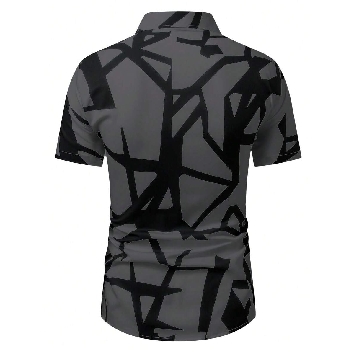 Casual Geometric Print Contrast Short Sleeve Shirt