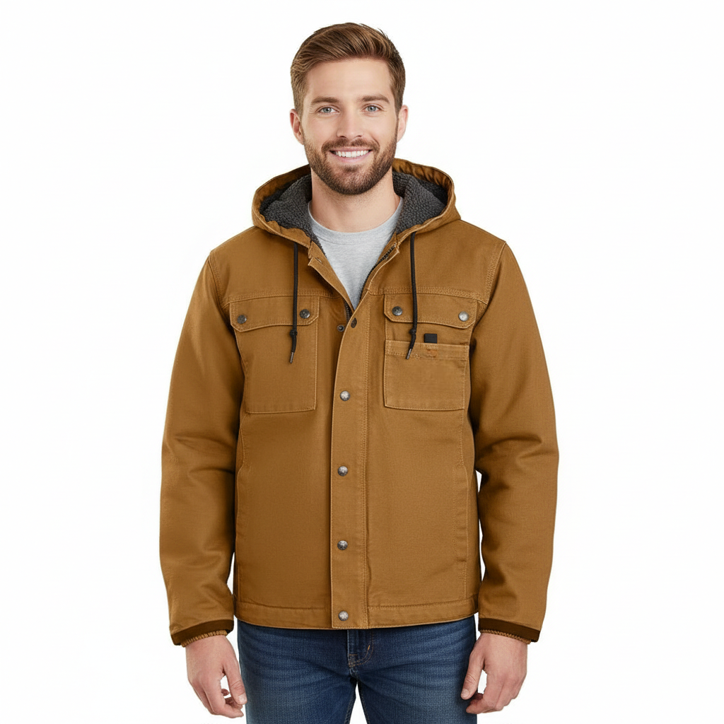 Relaxed Fit Washed Duck Sherpa-Lined Utility Jacket