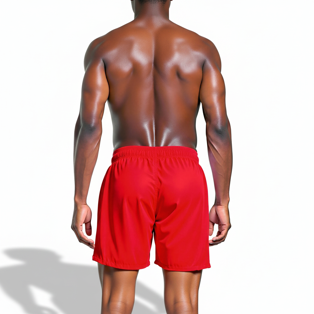 Solid Polyester Swim Trunks With Zip Pocket Drawstring 