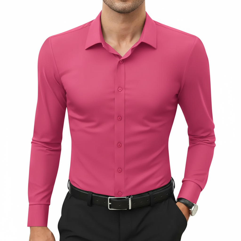 Slim Fit Stretch Dress ShirtHigh Stretch Wrinkle Free Long Sleeves Shirt - Image 5