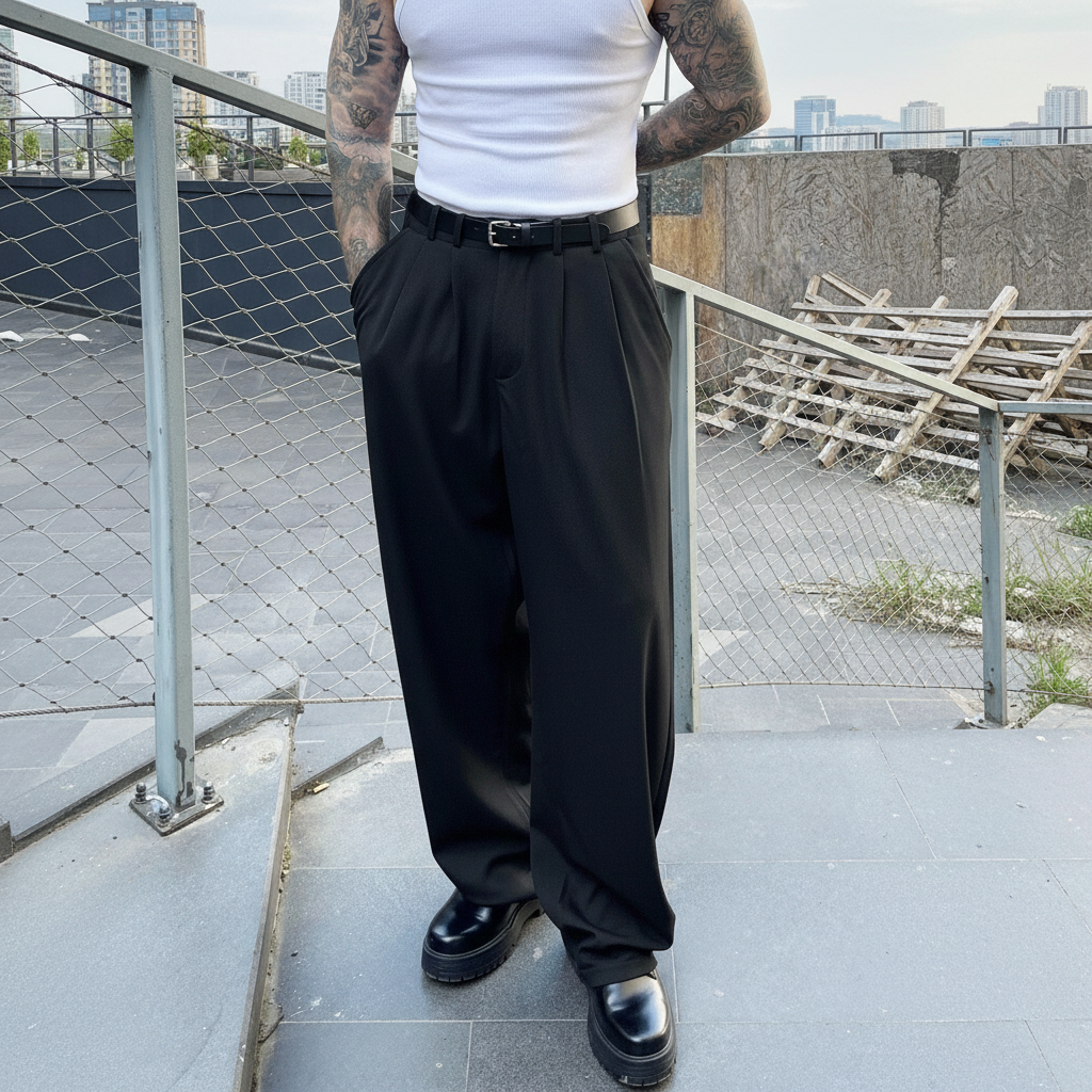 Designer Dress Suit Pants With Draping Style For Men