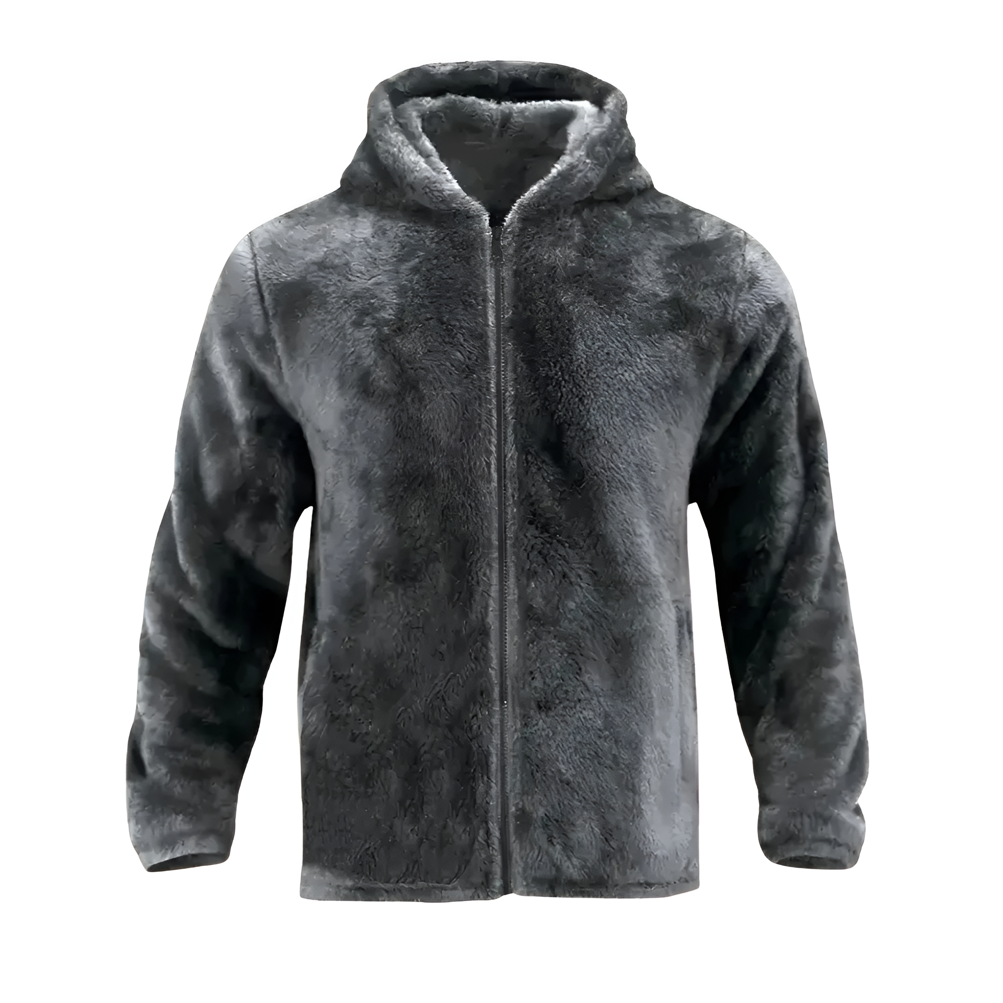 Hooded Winter Jacket for Men with Zipper Closure and Side Pockets