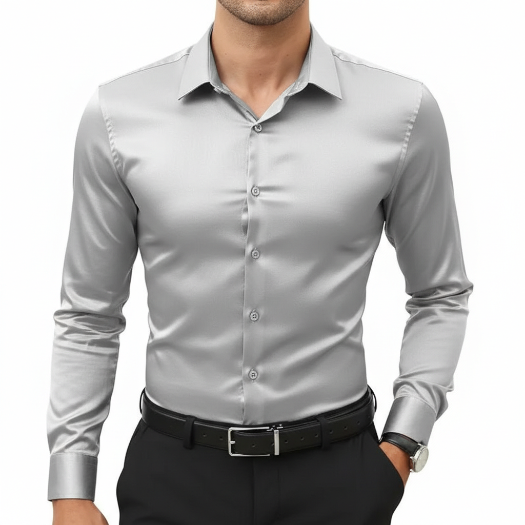 Slim Fit Stretch Dress ShirtHigh Stretch Wrinkle Free Long Sleeves Shirt - Image 3