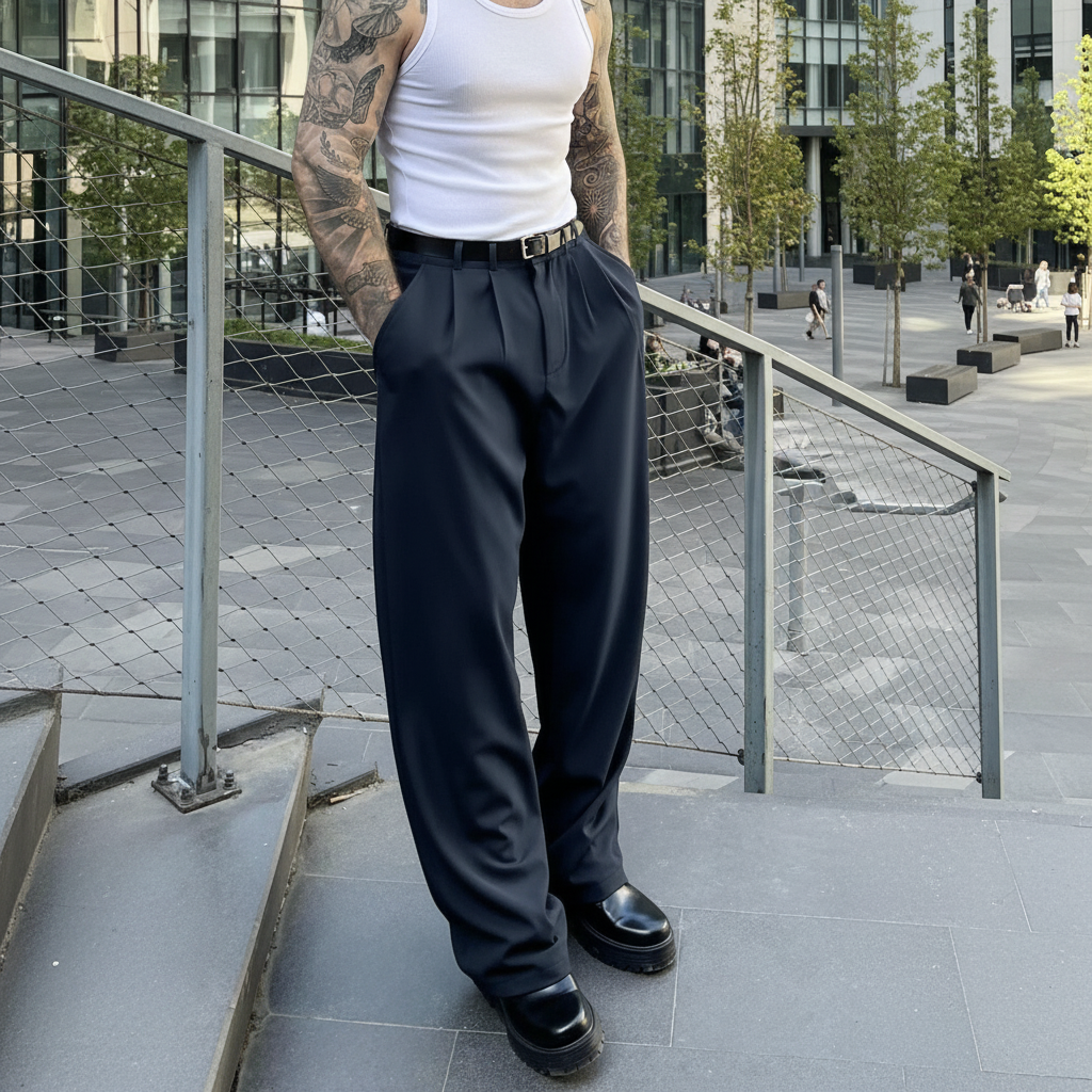 Designer Dress Suit Pants With Draping Style For Men