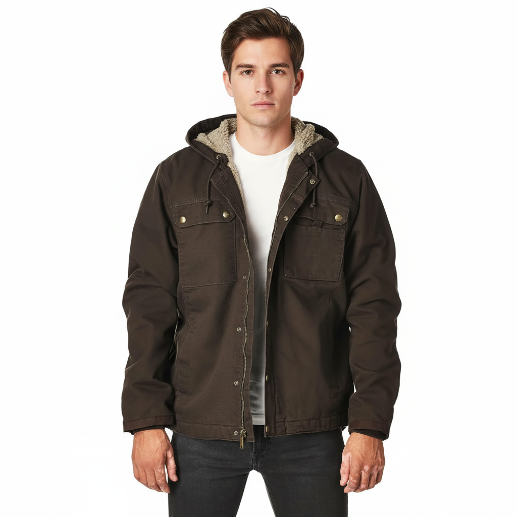  Relaxed Fit Washed Duck Sherpa-Lined Utility Jacket
