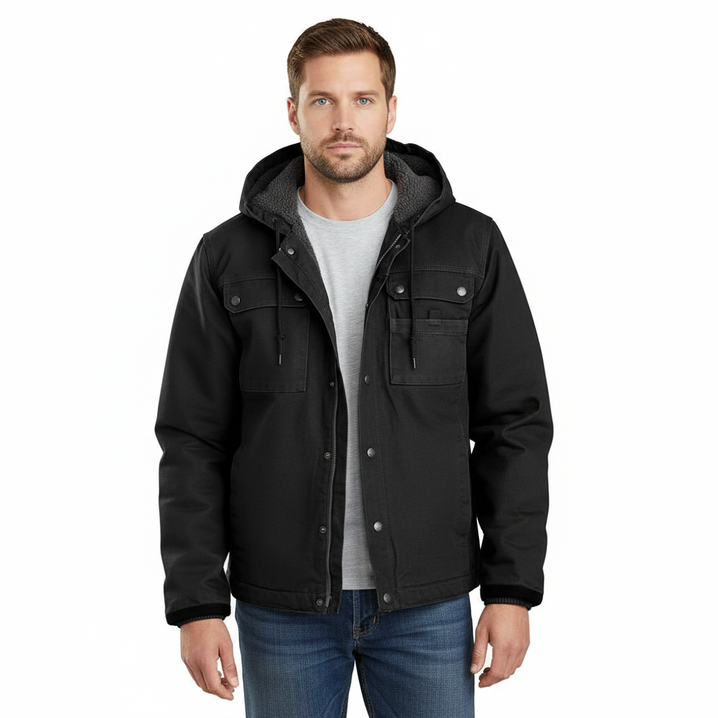  Relaxed Fit Washed Duck Sherpa-Lined Utility Jacket