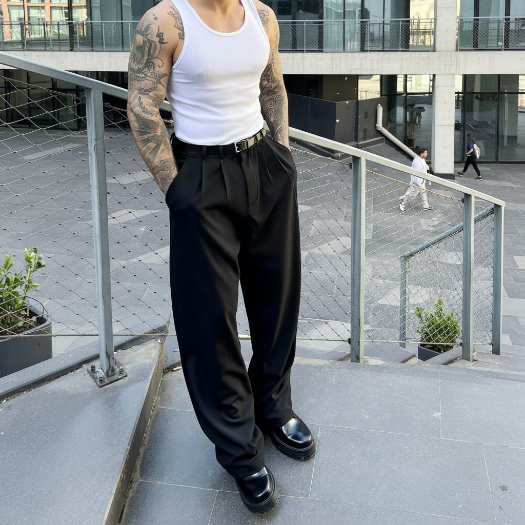 Designer Dress Suit Pants With Draping Style For Men