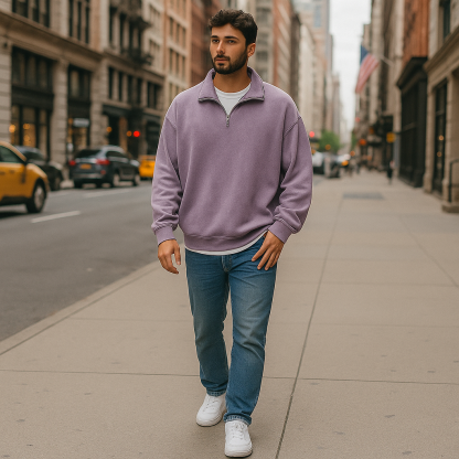 Half Zip Collar Casual Sweatshirt