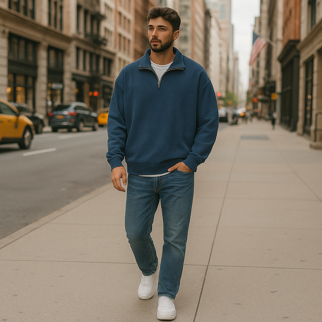 Half Zip Collar Casual Sweatshirt