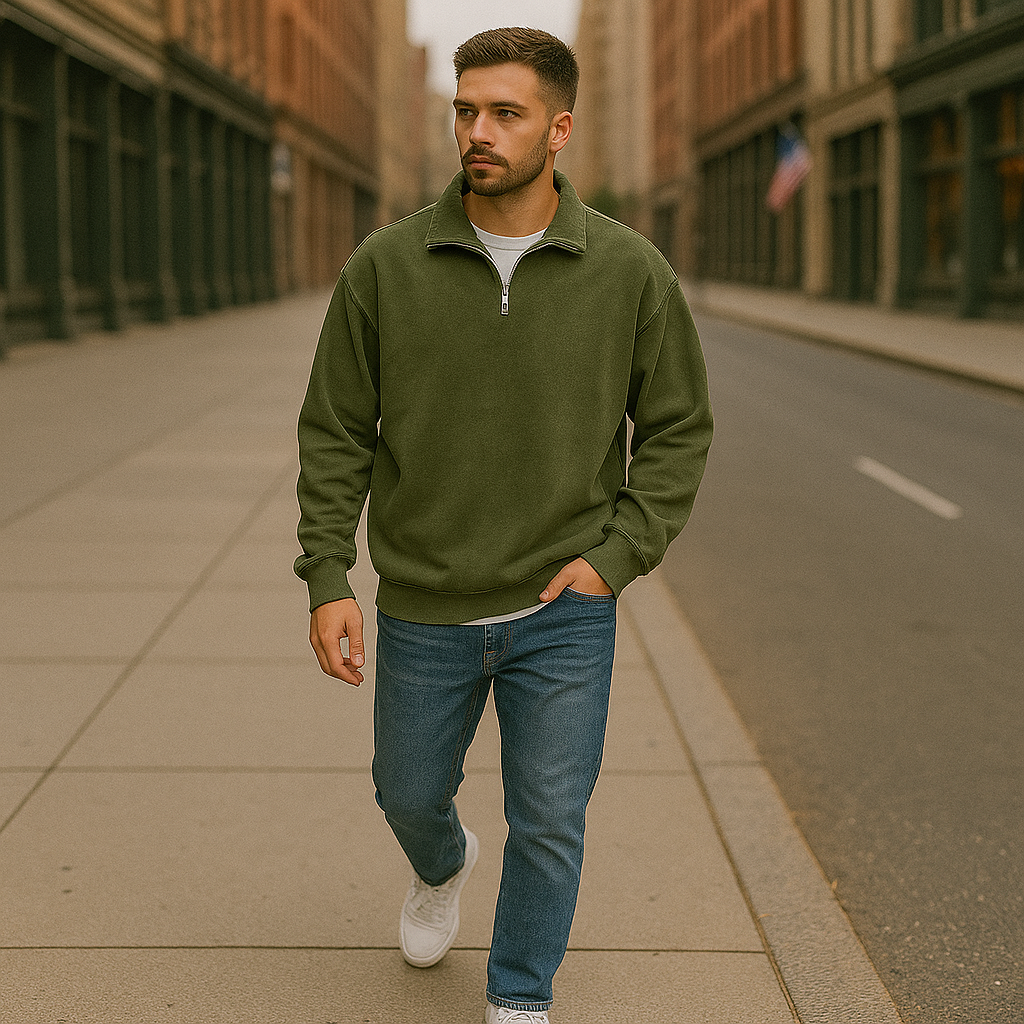 Half Zip Collar Casual Sweatshirt