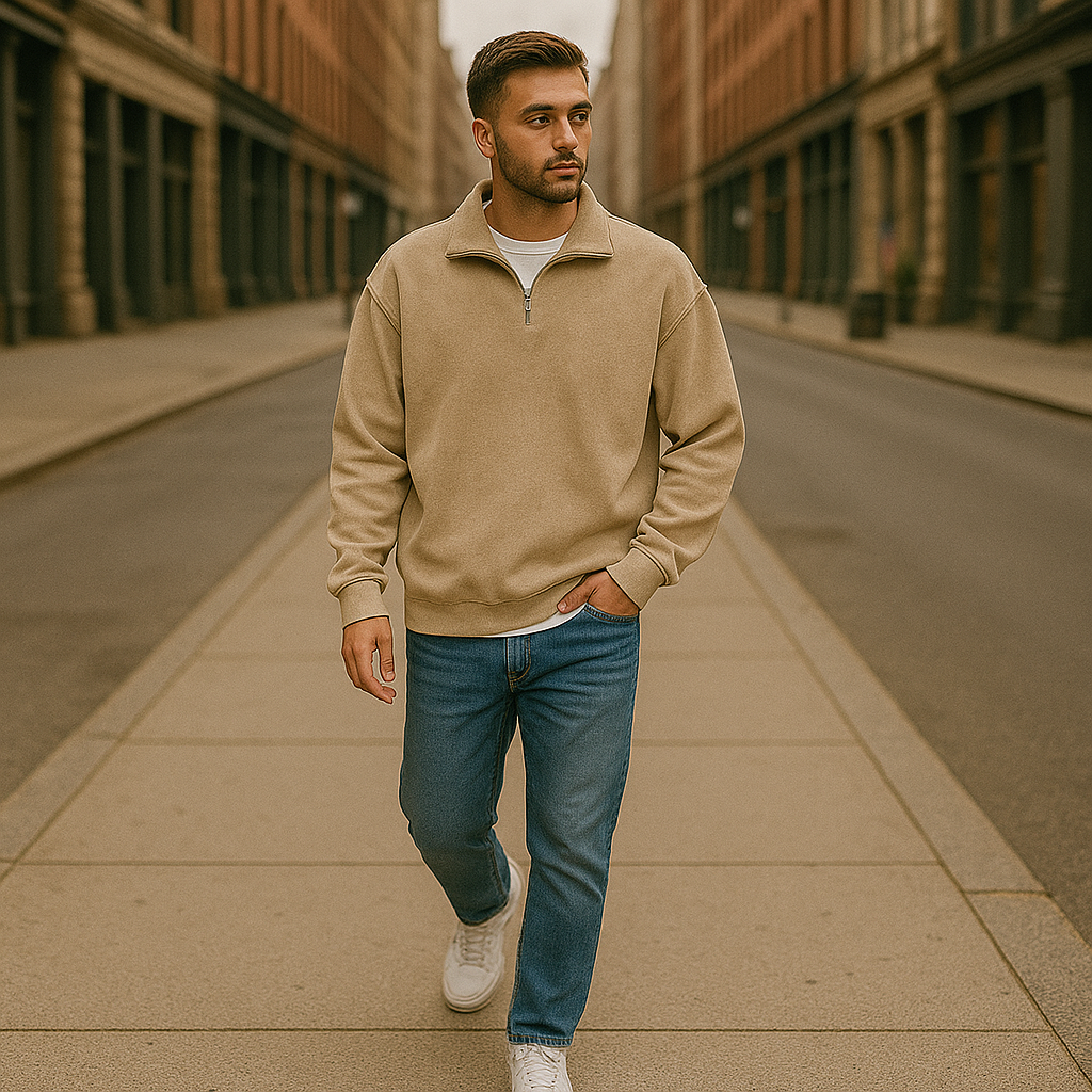 Half Zip Collar Casual Sweatshirt