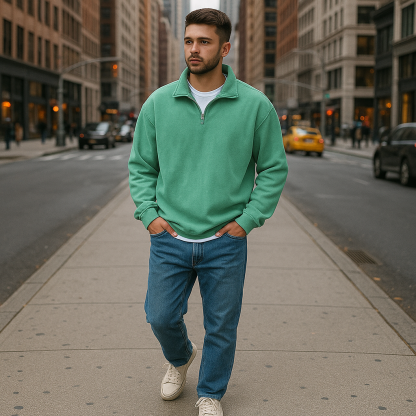 Half Zip Collar Casual Sweatshirt