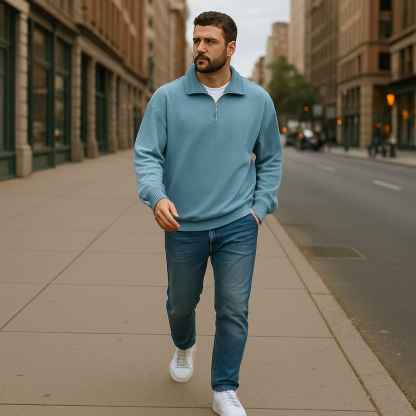Half Zip Collar Casual Sweatshirt