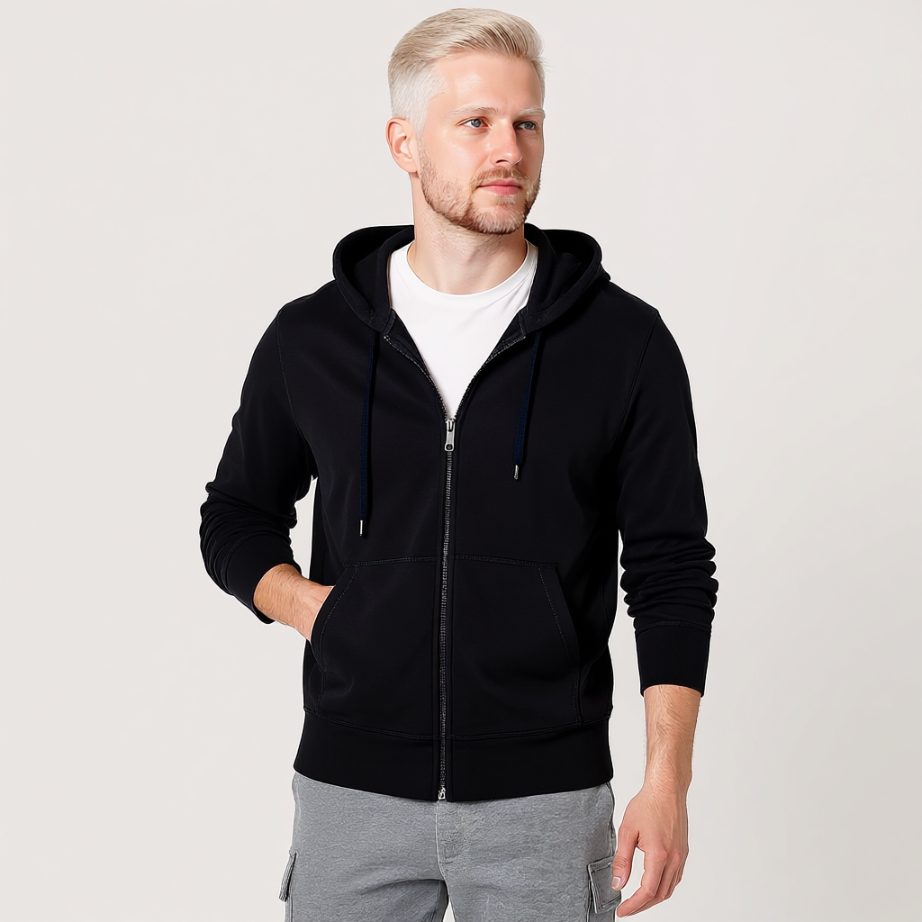 Lightweight Hoodie with French Terry And Classic Full Zip
