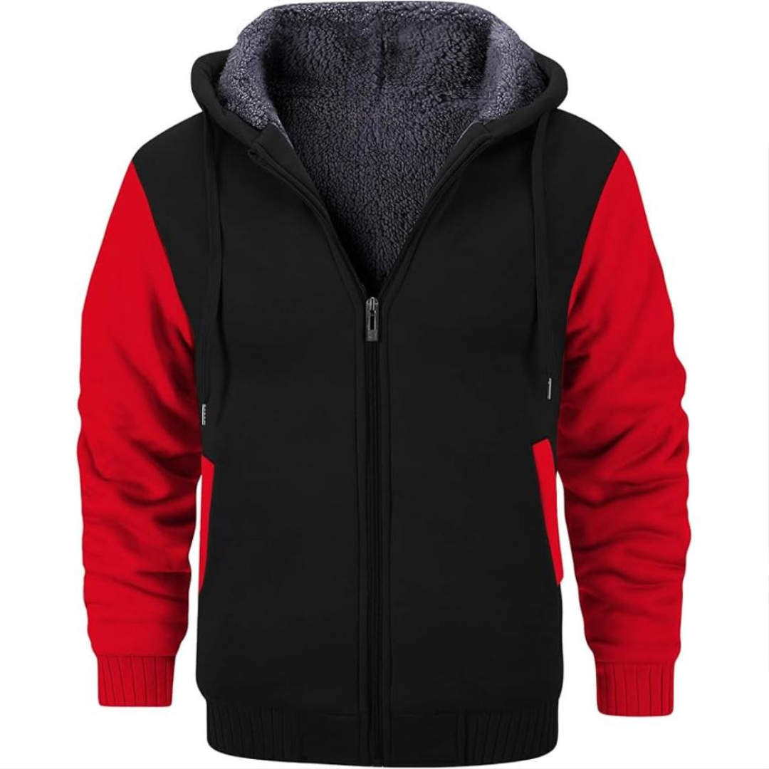 Men Fleece Lined Zip Up Hoodie For Winter