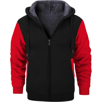 Men Fleece Lined Zip Up Hoodie For Winter