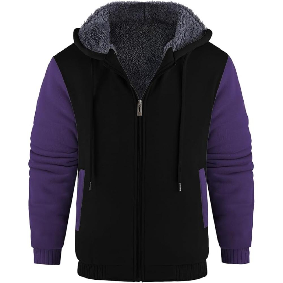 Men Fleece Lined Zip Up Hoodie For Winter