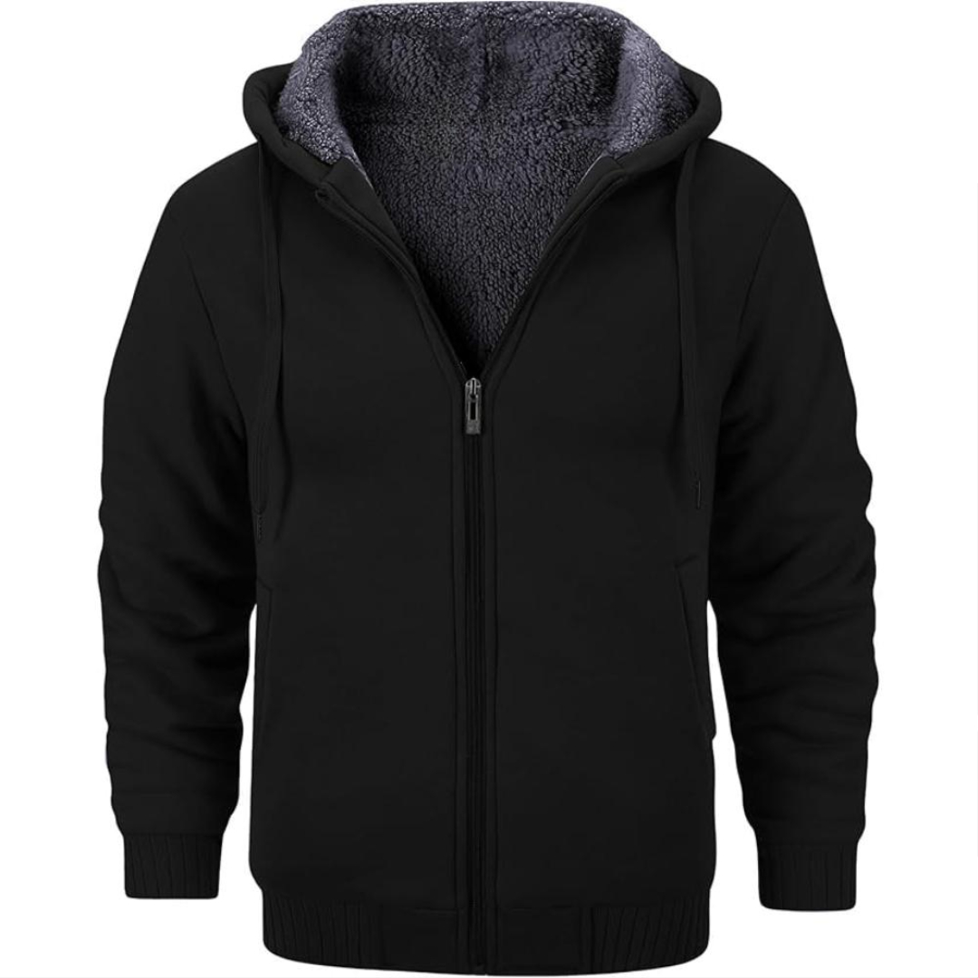 Men Fleece Lined Zip Up Hoodie For Winter