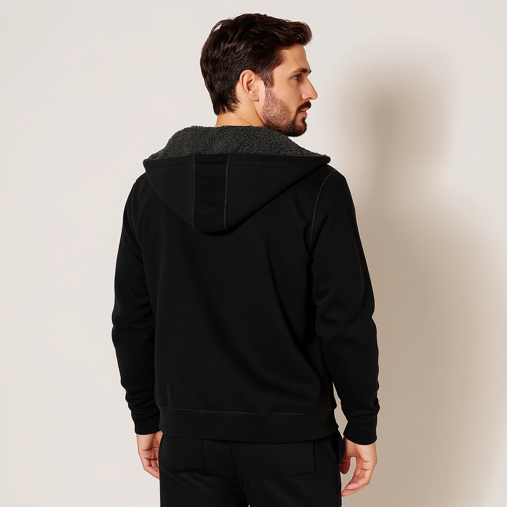 Full Zip Sherpa Fleece Hoodie For Men