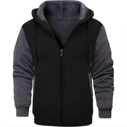 Men Fleece Lined Zip Up Hoodie For Winter